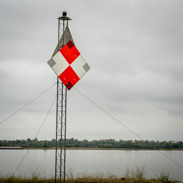 navigational marker at the confluence of Mississippi and Ohio Rivers below Cairo, IL