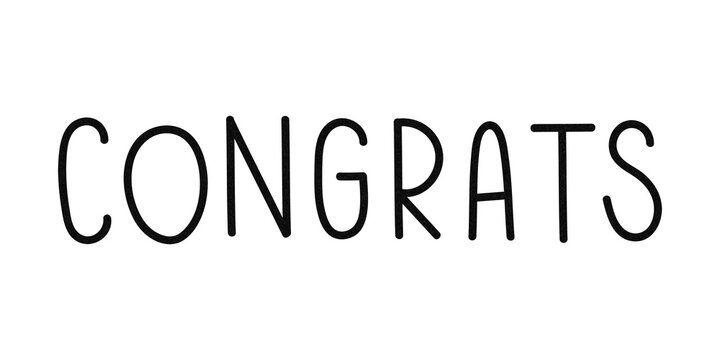 Png congrats word design black and white