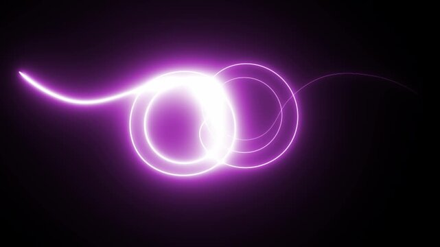 Abstract glowing tunnel depicts vibrant neon geometric lines zooming through deep dark space. Seamless loop. 4K animation.