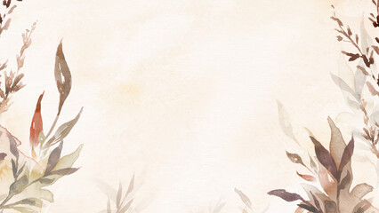 Obraz premium Beautiful leaf watercolor background vector in brown autumn season