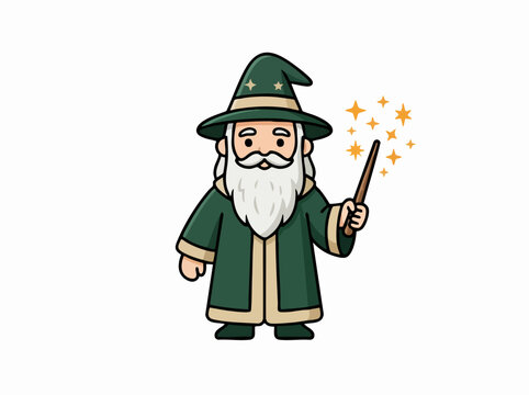 Wise Wizard Casting Magical Sparkles