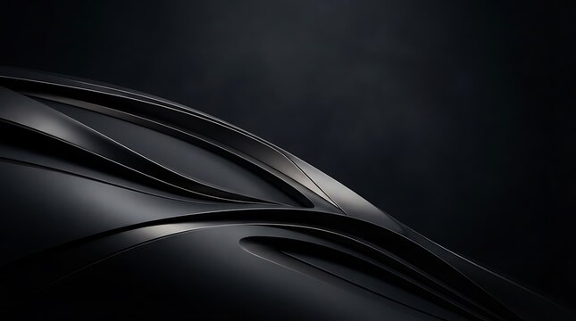Abstract charcoal black background with smooth flowing curves and dark elegant shadows.