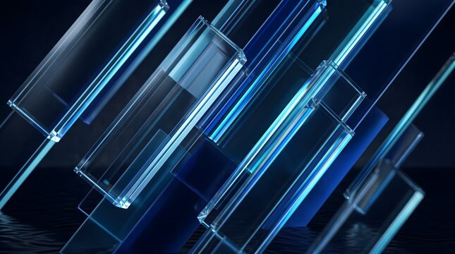 Abstract 3d background with transparent glass rectangular prisms