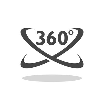 360 degree view simple sign icon with shadow