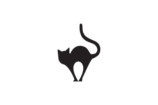 Pet Location Pin and Cat Silhouette Logo Vector.

