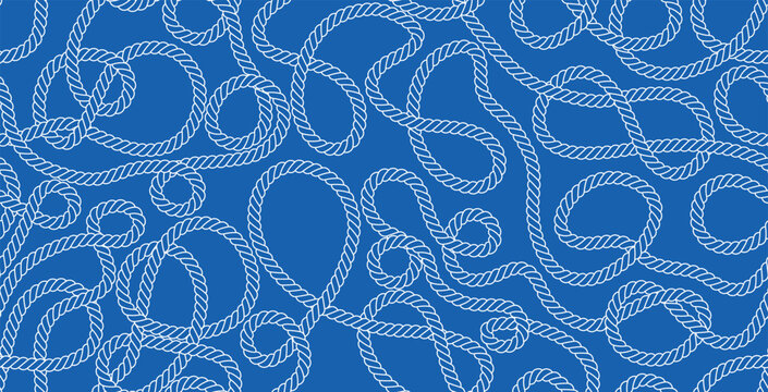 Seamless white rope wallpaper on a blue background.