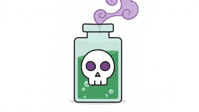 Toxic green poison potion bottle with skull label vector