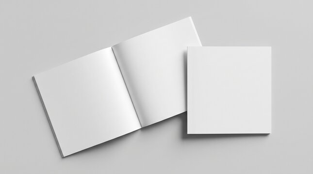 Blank square booklet mockup isolated on grey background for catalog and brochure presentation