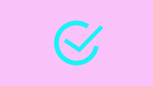 Minimalist animated checkmark on pastel pink background, for ui ux, tick animation motion, ui