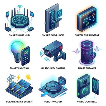Mega Smart Home and Home Automation Isometric Icon Set