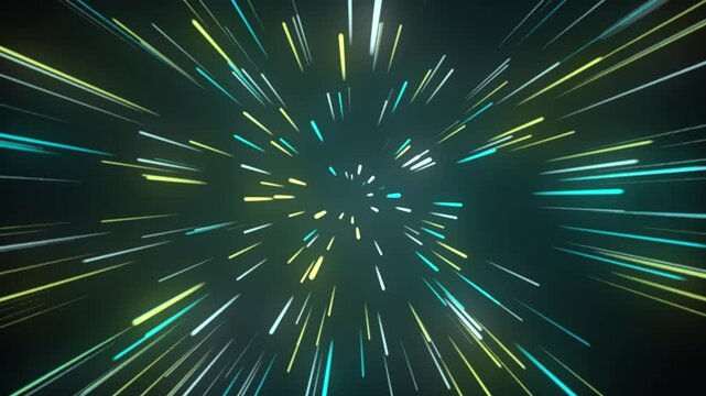 Abstract Neon Light Rays Bursting Speed Background