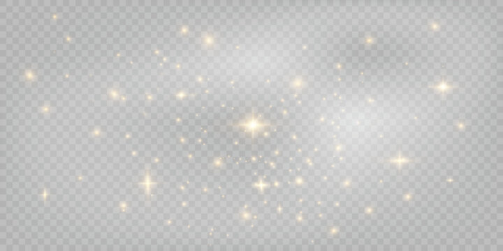 Glowing Light Particles, Sparkling Dust and Magical Fairy Dust Effect, Christmas Glow, Shimmering Bokeh, Glitter Light, Isolated on Transparent PNG Background