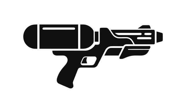 Vector illustration of black silhouette icon of a water gun on a transparent background