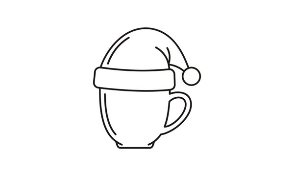 Christmas mug with santa hat icon