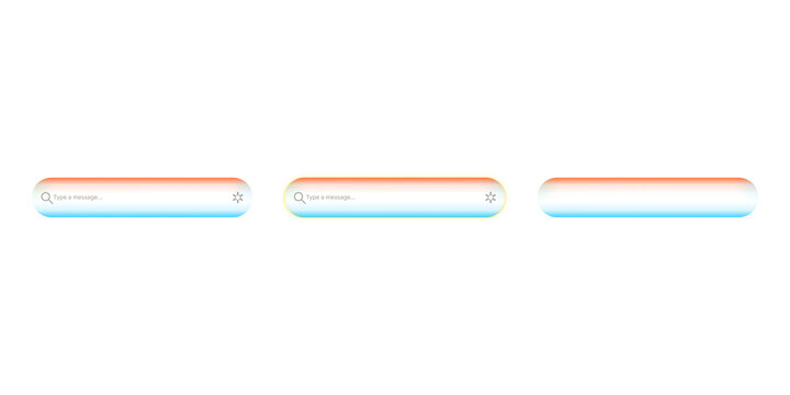 Minimalist search bar set with glassmorphism effect, modern web browser address bars, sleek UI elements for website design