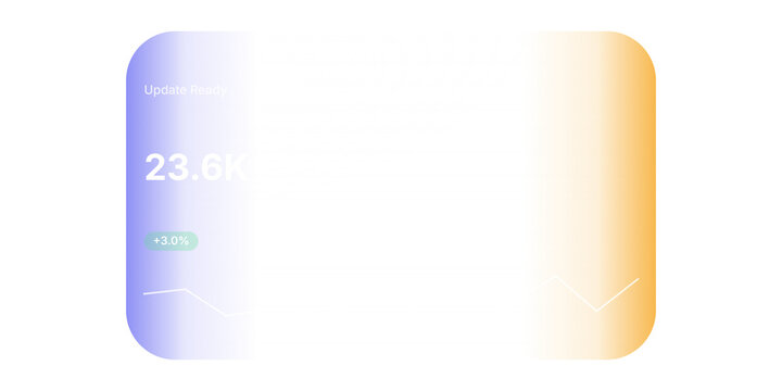 Modern UI dashboard card with 23.6K data metric. Minimalist analytics interface element. Purple and orange gradient statistics widget.