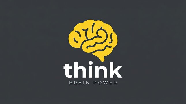 Bright logo with brain graphic and think text representing brain power on dark background with stylized brain icon paired word think brainillustration neuralnetwork concentration mentalprocess