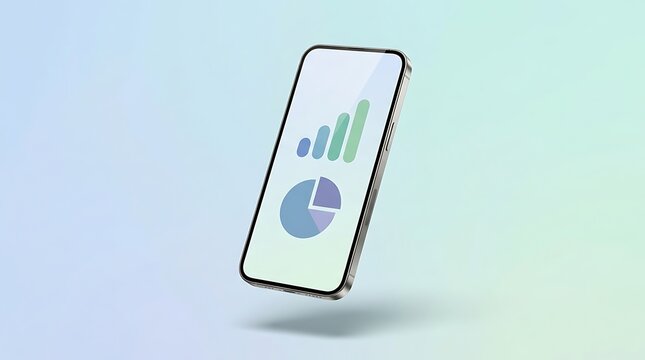 Smartphone Displaying Financial Analytics and Corporate Charts