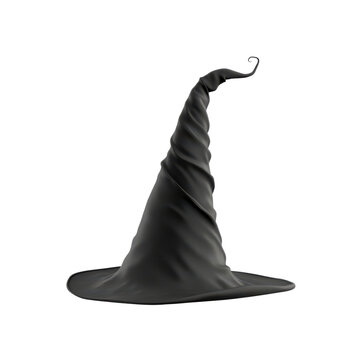 Black witch hat with curled tip
