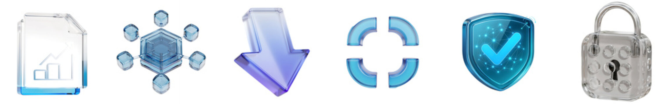 Set of blue computer and web interface icons