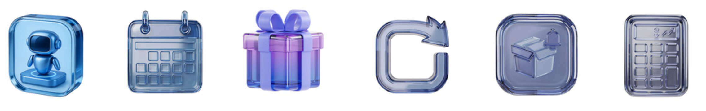 Set of blue business and gift icons