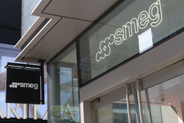Fototapeta premium signage outside Smeg, a home goods store, located at 2 Bloor St W, Toronto