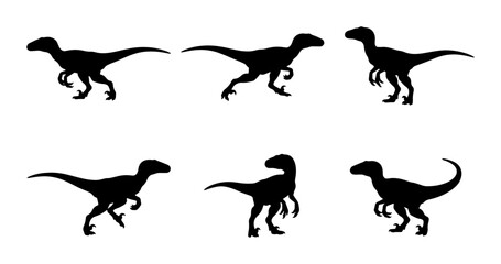 Obraz premium Dinosaur Silhouettes Collection, Prehistoric Reptile Vector Icons, Jurassic Era Creature Graphics