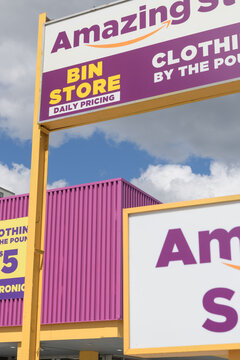 signage at Amazing Stock, a liquidators, located at 1400 Victoria Park Av (North York), Toronto