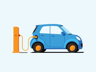 Naklejka premium Electric car charging at station