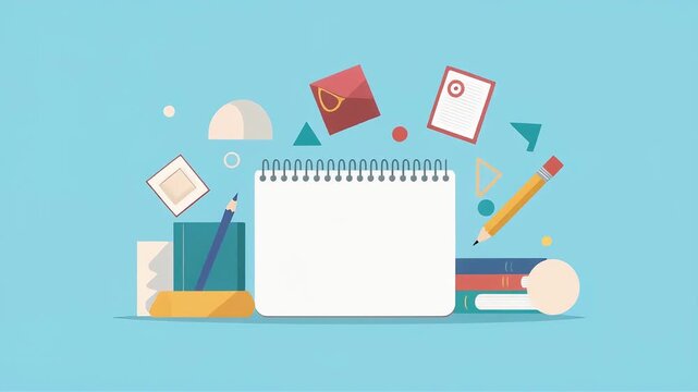 Minimalist spiral notepad on solid blue background