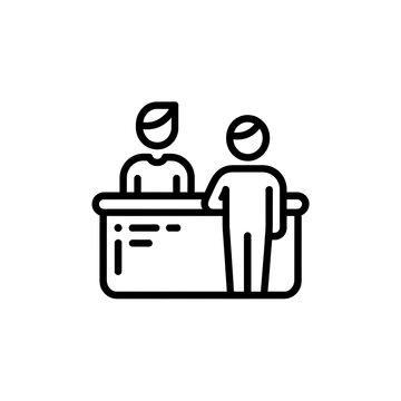 People at reception desk icon