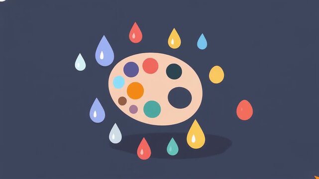 Flat design illustration of artist palette and painting tools