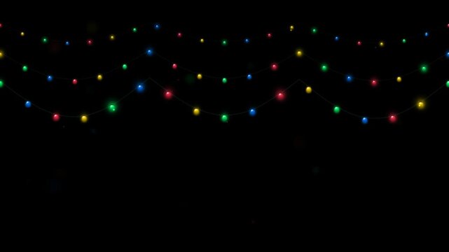 Premium colorful string fairy lights hanging on dark background decoration holiday party lighting isolated decoration holiday party lighting isolated