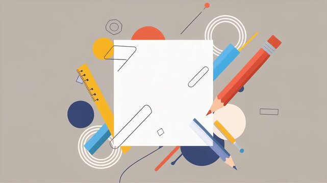 Minimalist graphic animation of a paper note and pencil