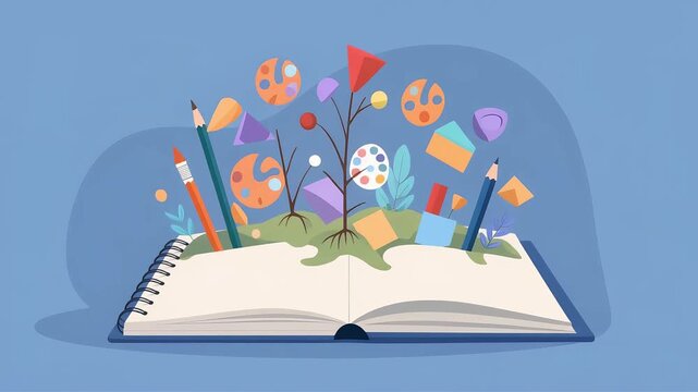 Open notebook with leaf on white pages