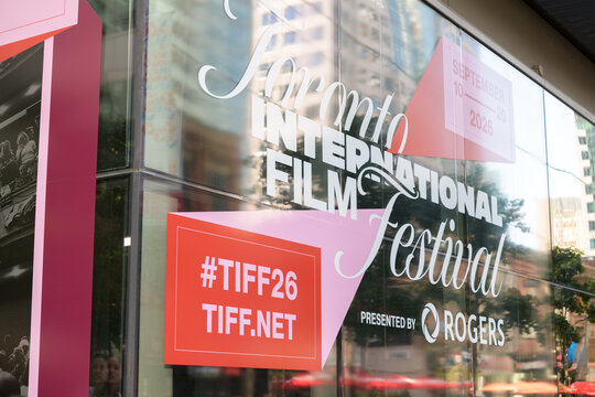 exterior of TIFF Lightbox, a movie theatre, located at 350 King St W, Floor 1 of the Festival Tower, Toronto (TIFF 2026 signage)