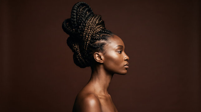 Black Woman with Elaborate Sculptural Braided Updo