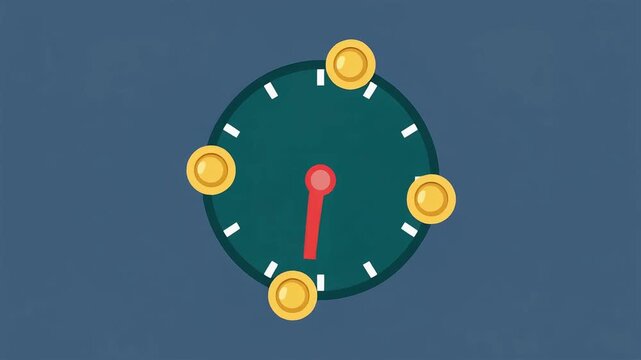 Minimalist clock interface with glowing circular markers