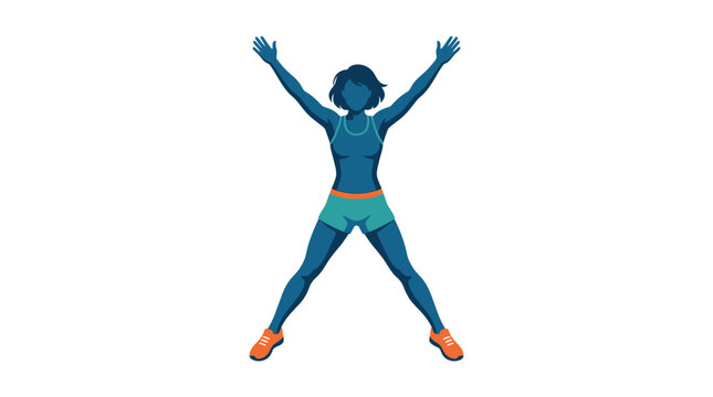 Woman Doing Jumping Jacks Vector Illustration