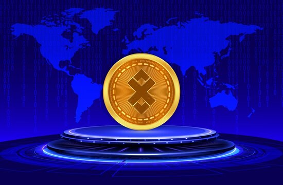 Images of cryptocurrency logos on digital background. adex-adx coin. 3d illustrations.
