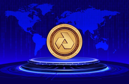akash network-akt cryptocurrency logos images on digital background. 3d illustrations.