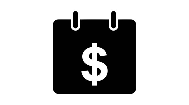 Vector illustration of calendar with dollar sign icon on a transparent background