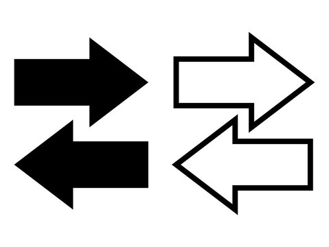 Vector illustration of exchange and arrow icons simple, monochrome, black silhouette and outline