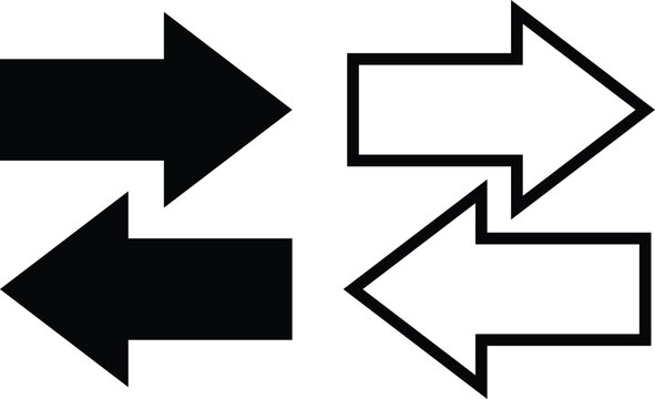 Vector illustration of exchange and arrow icons simple, monochrome, black silhouette and outline