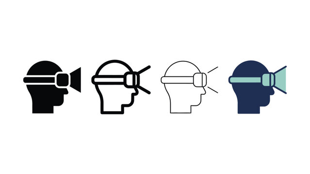 Four variations of virtual reality headset on human profile