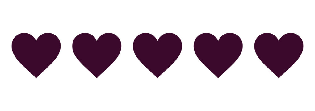 Zero heart rating scale with empty pink elements on transparent background
