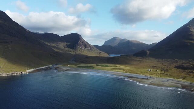 Aerial View Inland Across Camasunary Bay Towards Bl&agrave; Bheinn, Isle of Skye