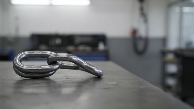 Single heavy duty metal chain link with attached connector