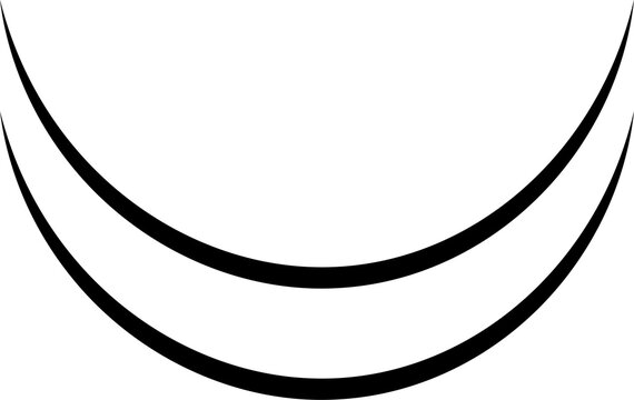 Black crescent moon shape icon consisting of two simple curved lines isolated on a white background