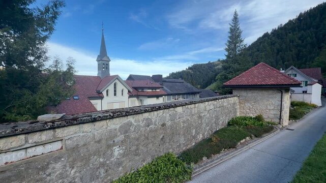 Niederrickenbach, Switzerland &ndash; September 02, 2026: Benedictine convent Maria-Rickenbach in the mountain village of Niederrickenbach, surrounded by the alpine landscape of Nidwalden.